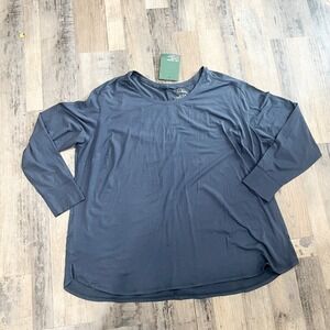 LL Bean Beyond Soft Long Sleeve Tee Gray Crew Neck Plus Size 3X NEW